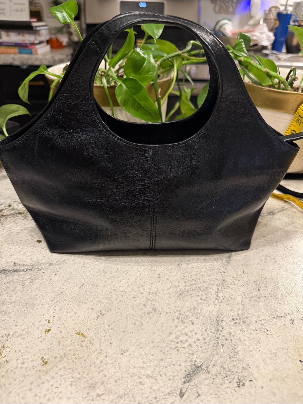 Kenneth Cole New York Black Leather Tote with Circular Handles